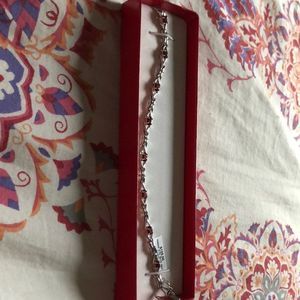 Garnet Sterling Silver/Rhodium Plated Brass Bracelet